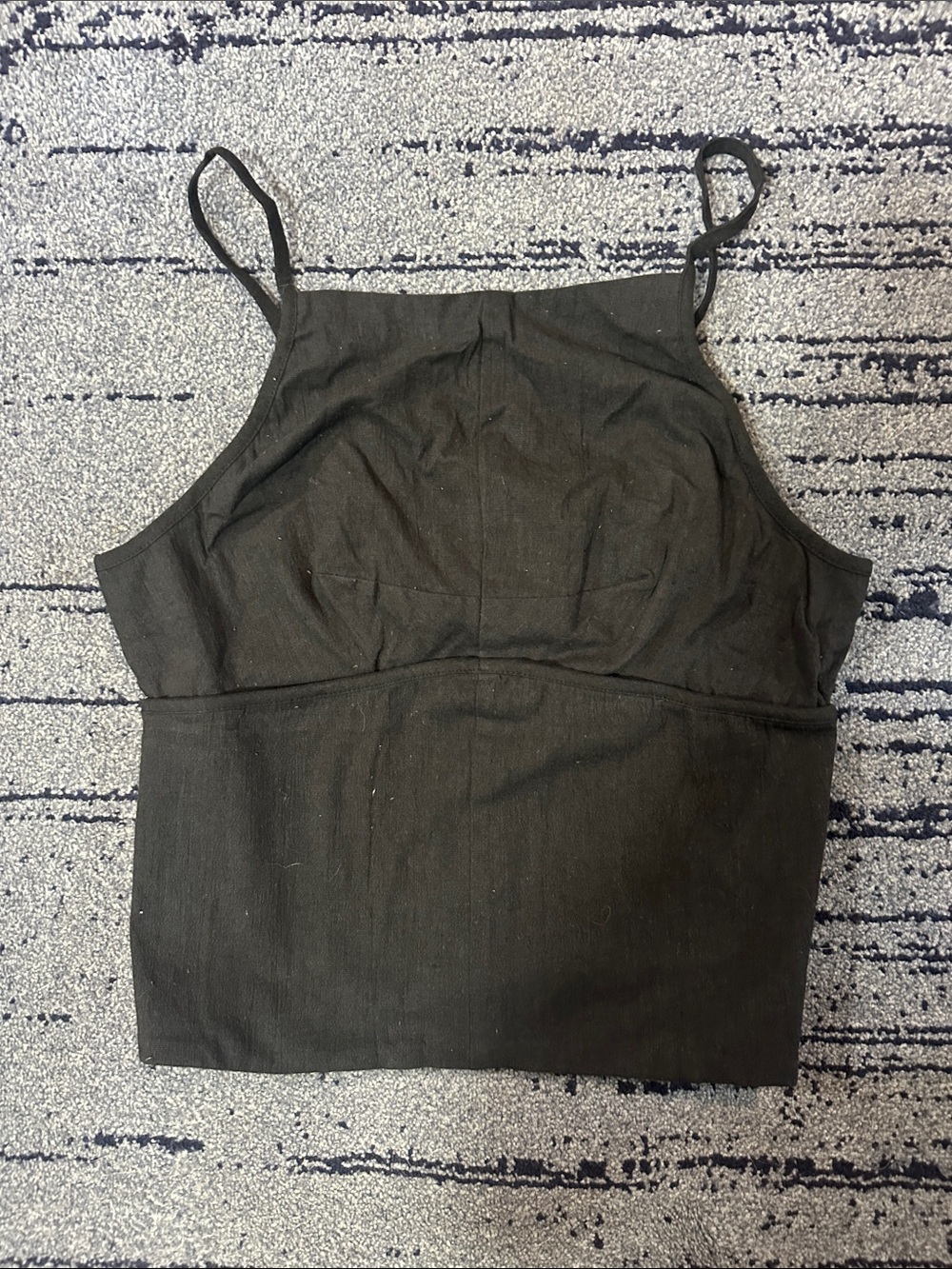 NWT FREE PEOPLE Black Square Neck Linen Tank Top - Women size M